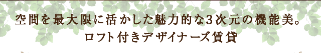 空間を最大限に活かした魅力的な３次元の機能美。ロフト付きデザイナーズ賃貸