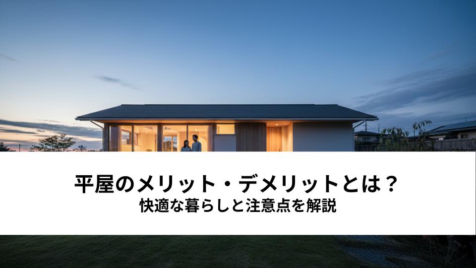 平屋のメリット・デメリットとは？快適な暮らしと注意点を解説
